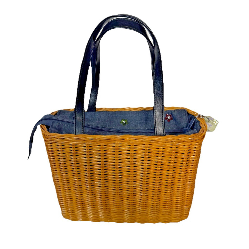 Jeanne Lottie Vintage Woven Rattan Bag with Top Handles - Picture 2 of 12